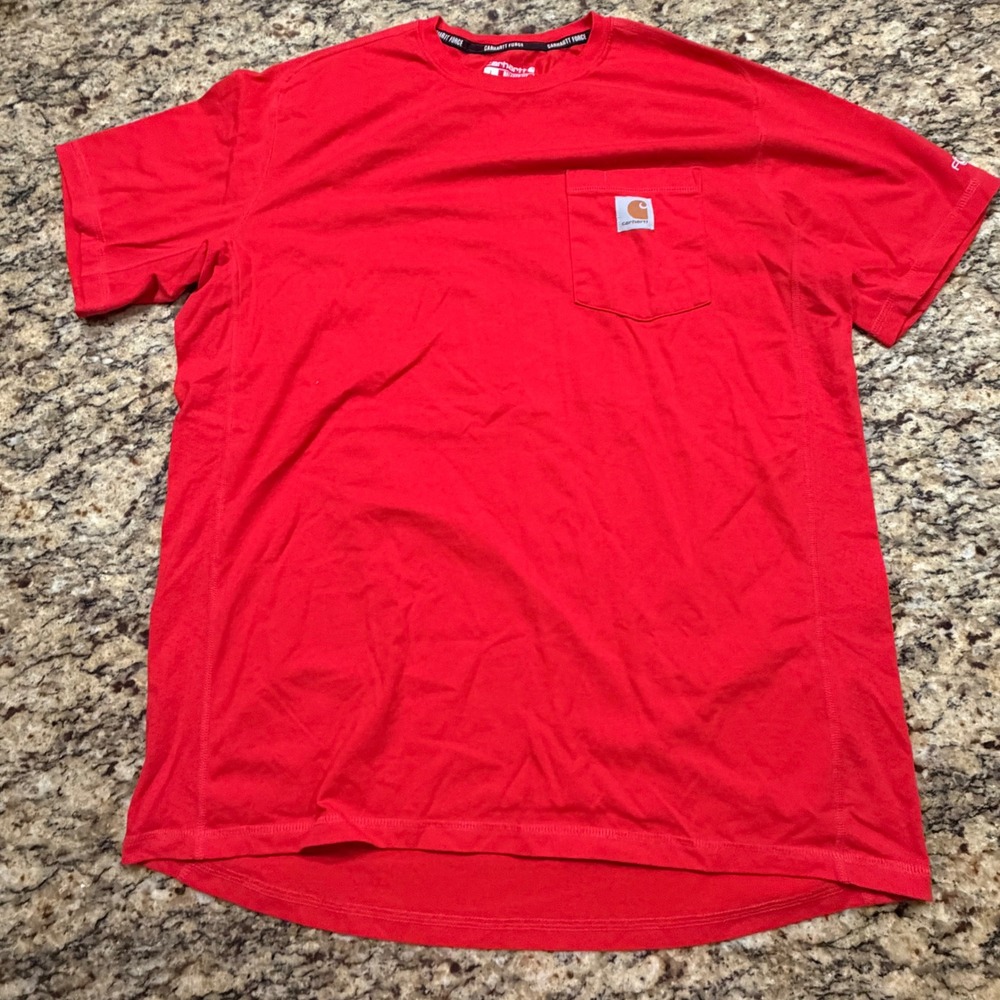 Carhartt Force Relaxed Fit Red Short Sleeve Pocket T-Shirt Mens Large L ws